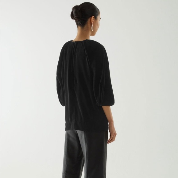 COS Velvet Puff-Sleeved Top Black Size 10 - Picture 3 of 12